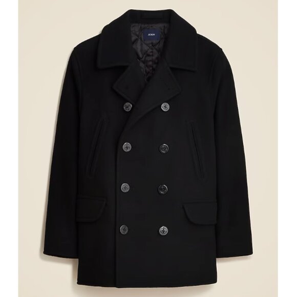 NWT J. Crew Mens peacoat in wool blend with PrimaLoft® Sz Medium Black - Picture 1 of 12